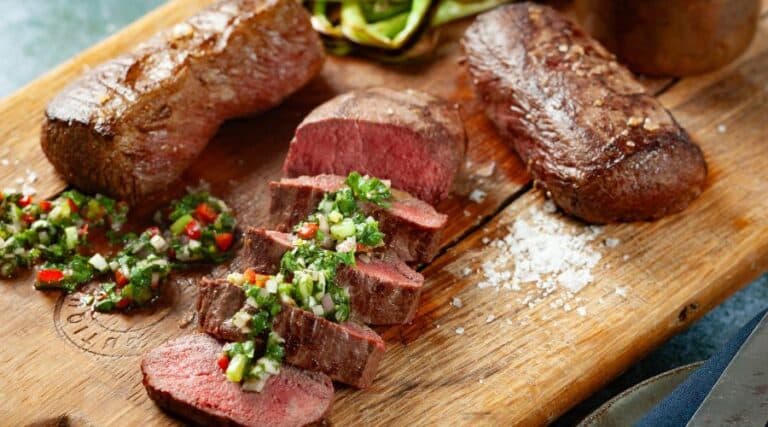 Roasted venison loin with chimichurri