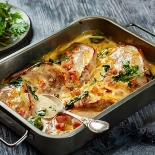 Pan fried pheasant breast with orange, cream & spinach