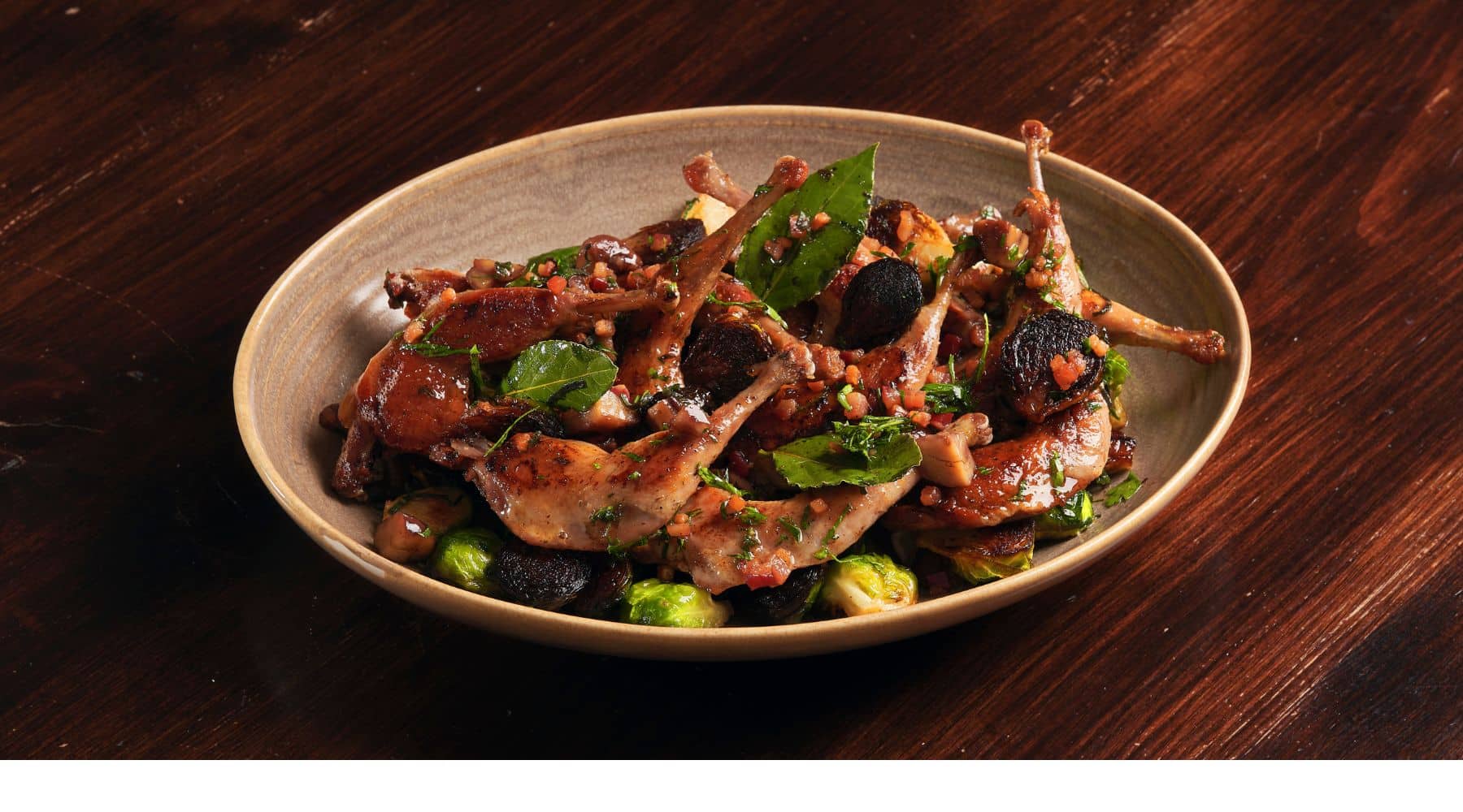 Eating Partridge Confit partridge with sprouts, chestnut and smoked bacon - Eat Game ...