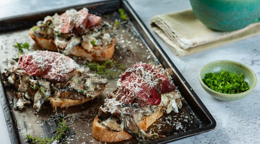 Warm Pigeon, Wild Mushroom & Thyme Bruschetta