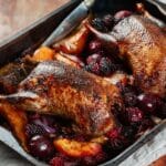 Wild mallard with roasted autumn fruits
